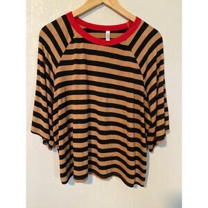 Dokotoo Women’s Brown & Black Stripes w/ Red SZ L